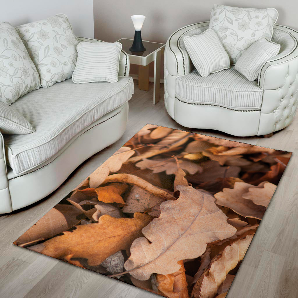 Autumn Oak leaf Print Area Rug