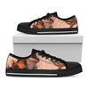 Autumn Oak leaf Print Black Low Top Shoes