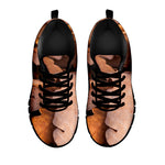 Autumn Oak leaf Print Black Sneakers