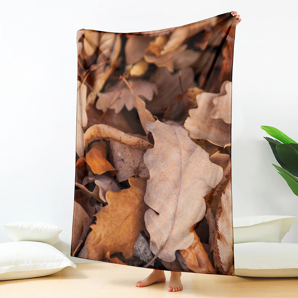 Autumn Oak leaf Print Blanket