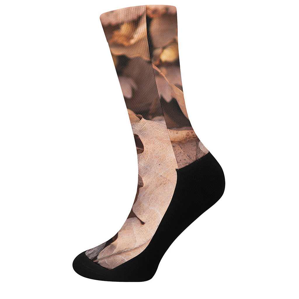 Autumn Oak leaf Print Crew Socks