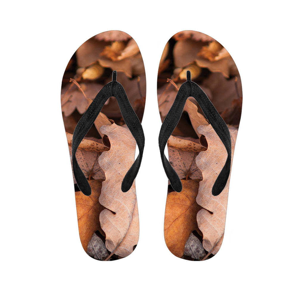 Autumn Oak leaf Print Flip Flops