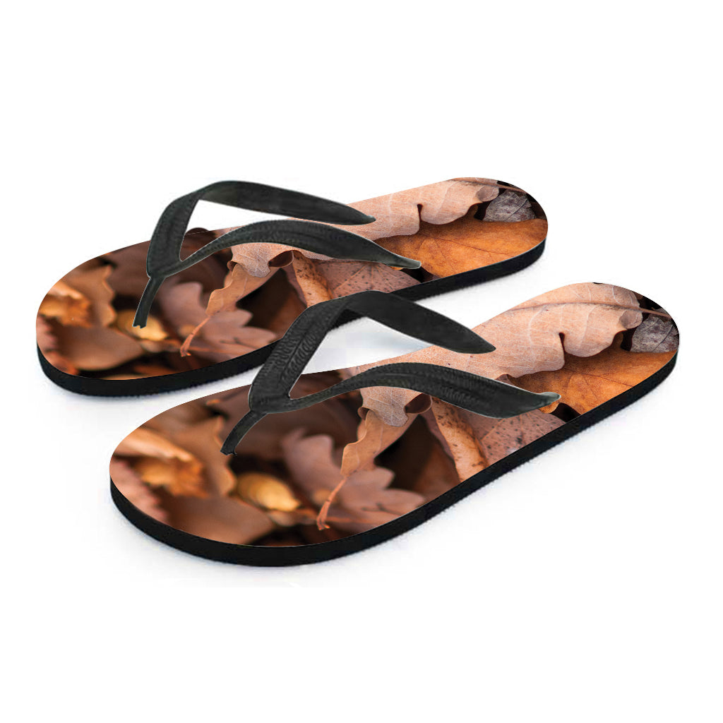 Autumn Oak leaf Print Flip Flops