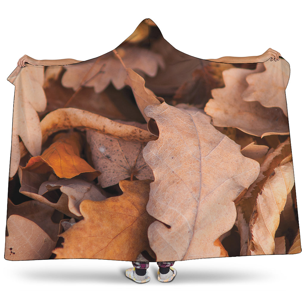 Autumn Oak leaf Print Hooded Blanket