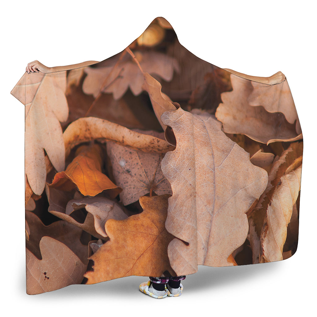 Autumn Oak leaf Print Hooded Blanket