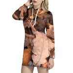Autumn Oak leaf Print Hoodie Dress