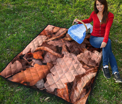 Autumn Oak leaf Print Quilt
