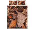 Autumn Oak leaf Print Quilt Bed Set