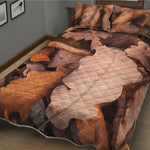 Autumn Oak leaf Print Quilt Bed Set