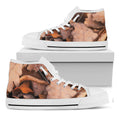 Autumn Oak leaf Print White High Top Sneakers