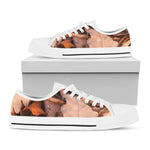 Autumn Oak leaf Print White Low Top Shoes