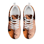 Autumn Oak leaf Print White Sneakers