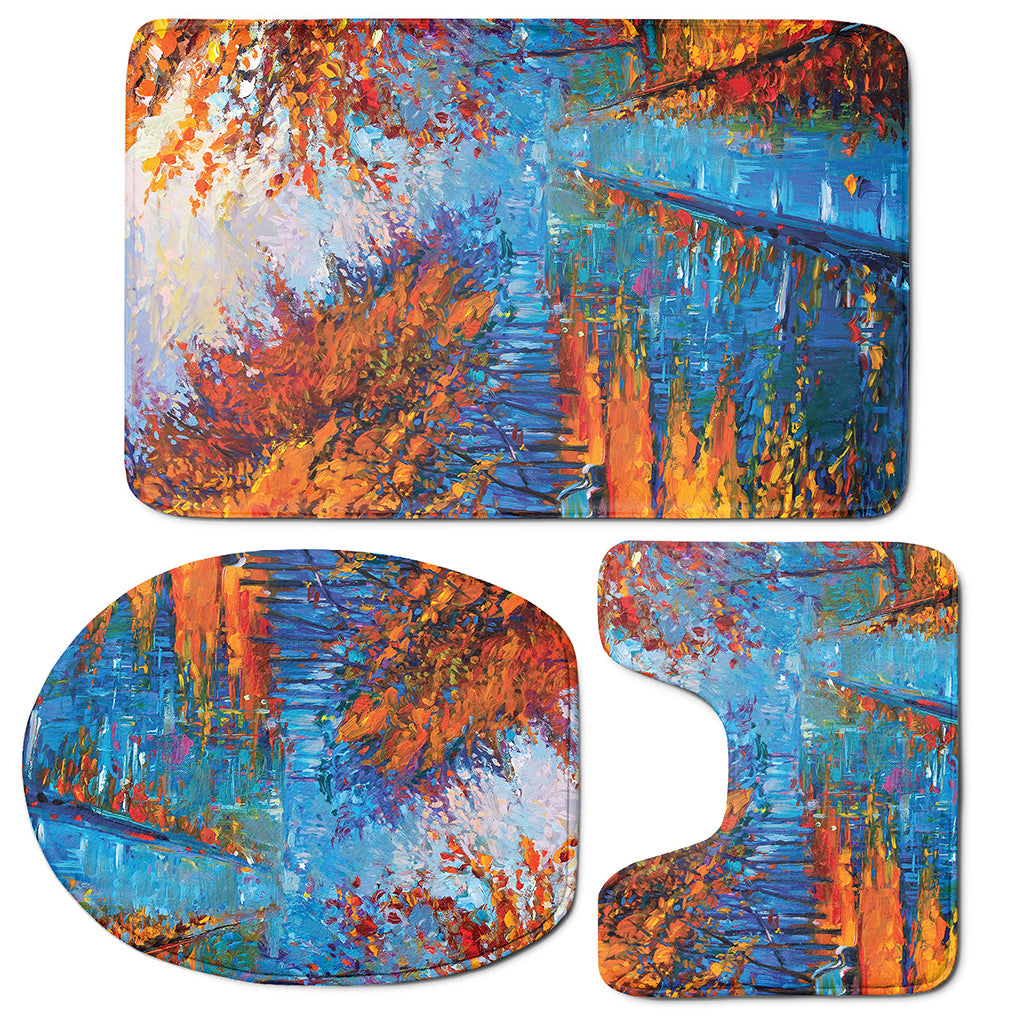 Autumn Painting Print 3 Piece Bath Mat Set