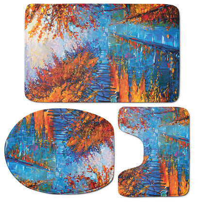 Autumn Painting Print 3 Piece Bath Mat Set