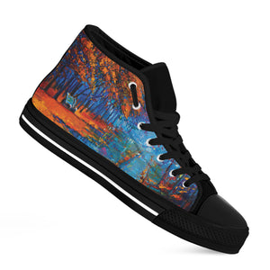 Autumn Painting Print Black High Top Shoes