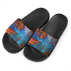 Autumn Painting Print Black Slide Sandals