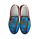 Autumn Painting Print Black Slip On Shoes