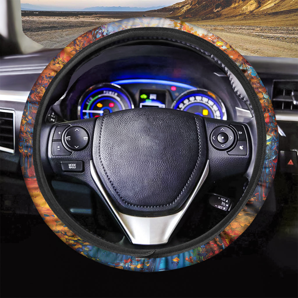 Autumn Painting Print Car Steering Wheel Cover