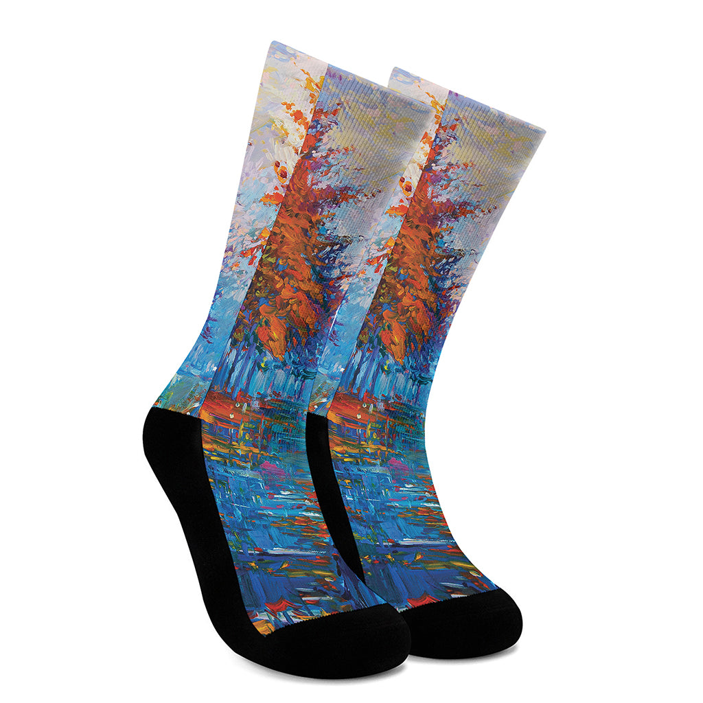 Autumn Painting Print Crew Socks