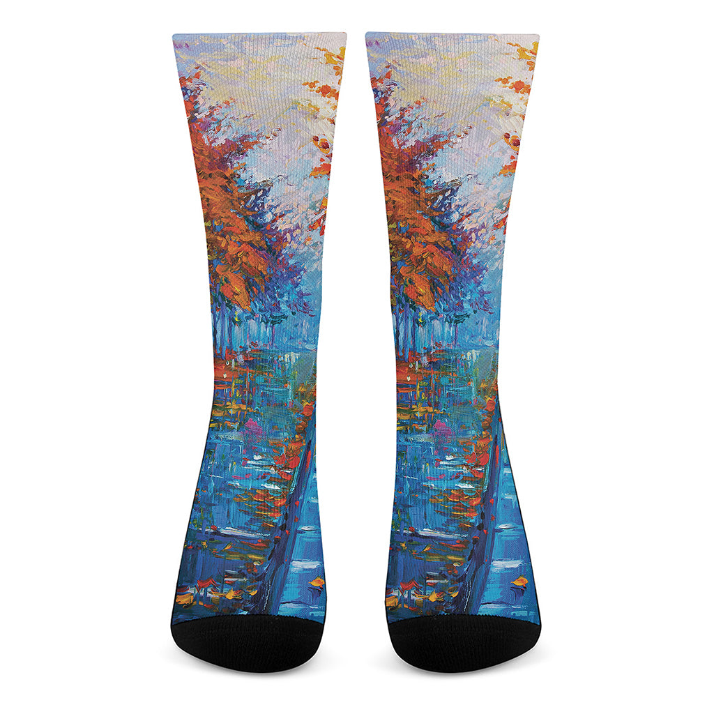 Autumn Painting Print Crew Socks