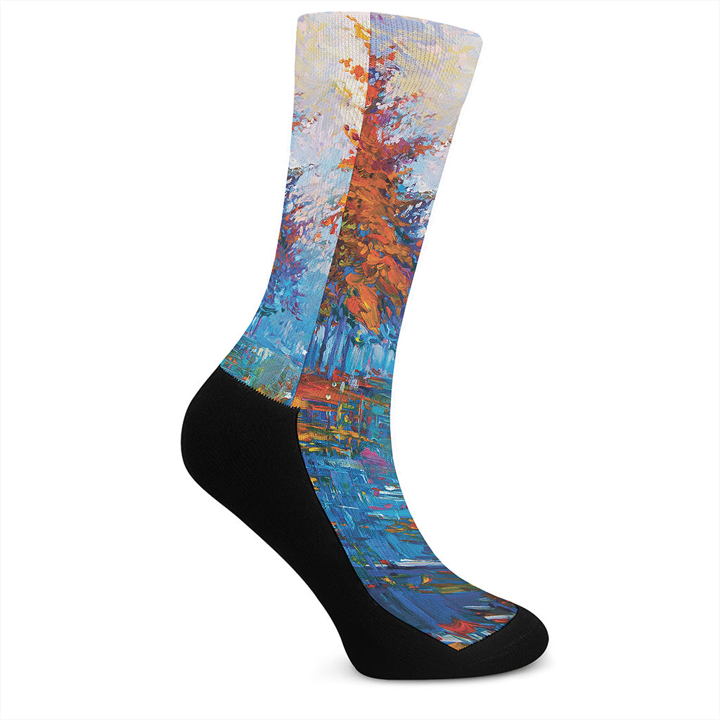 Autumn Painting Print Crew Socks