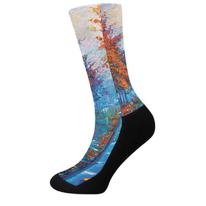 Autumn Painting Print Crew Socks