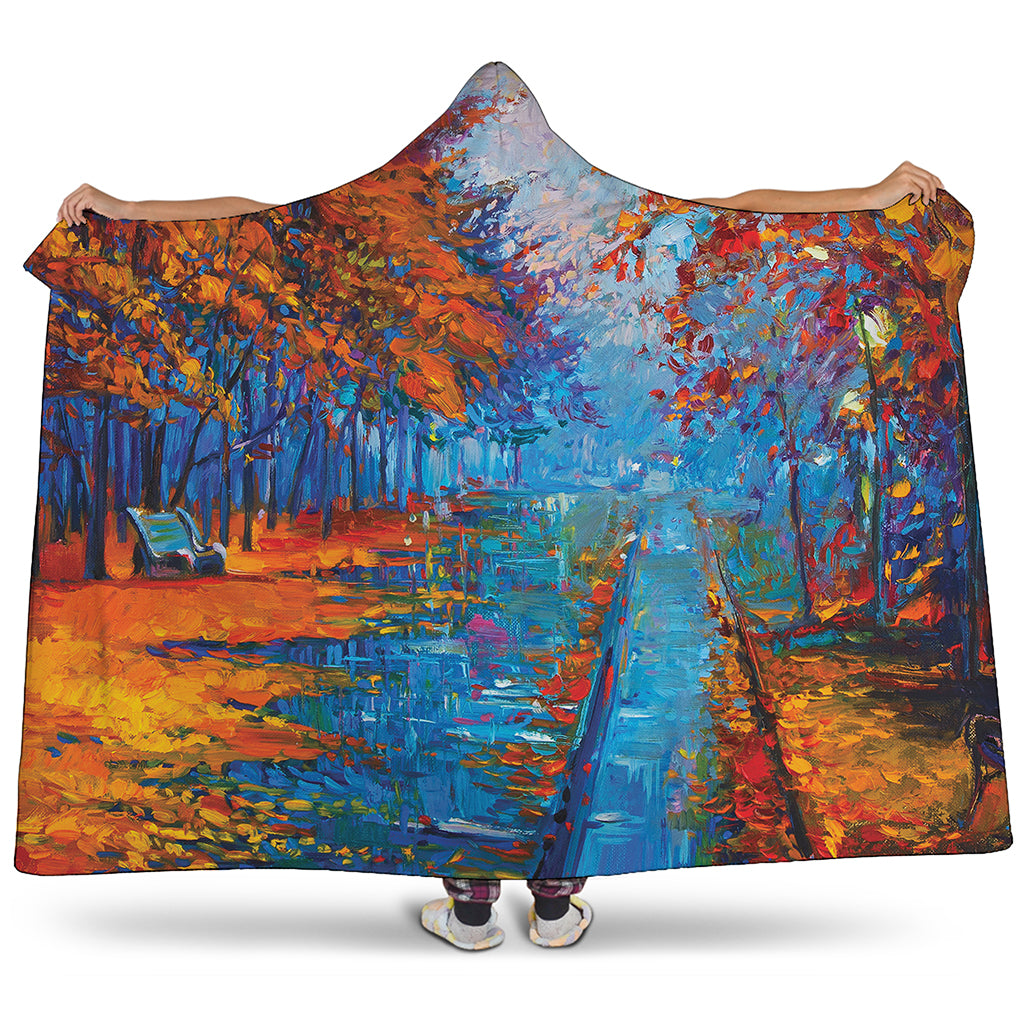 Autumn Painting Print Hooded Blanket