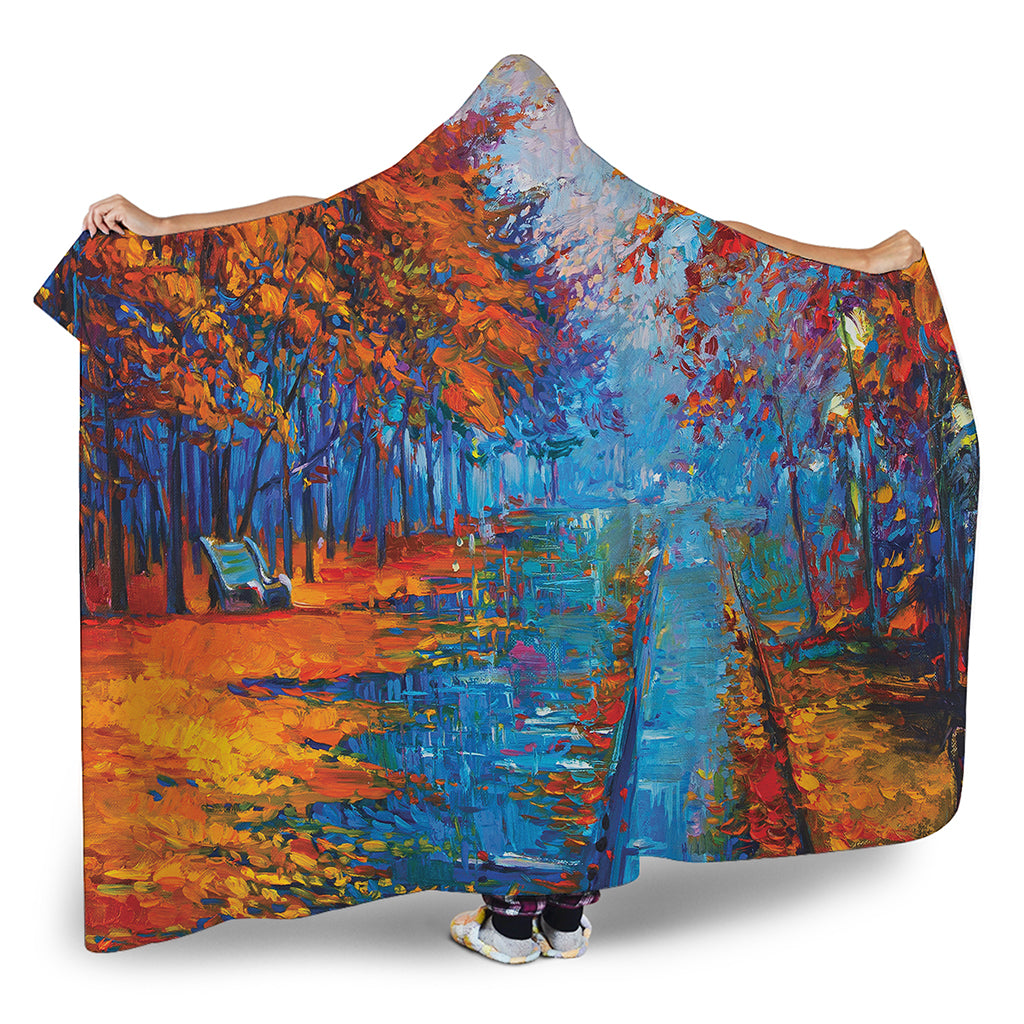 Autumn Painting Print Hooded Blanket