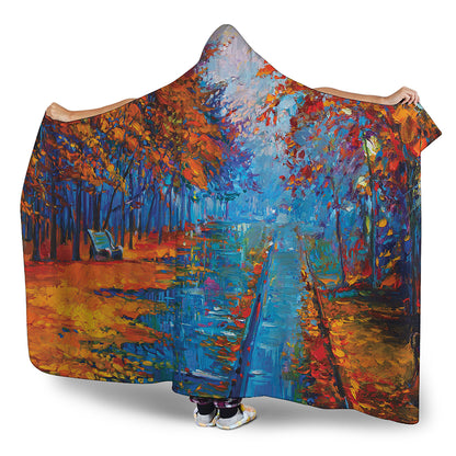 Autumn Painting Print Hooded Blanket