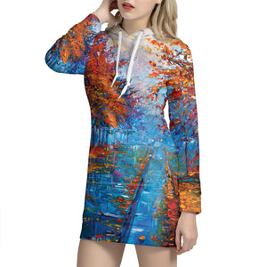 Autumn Painting Print Hoodie Dress