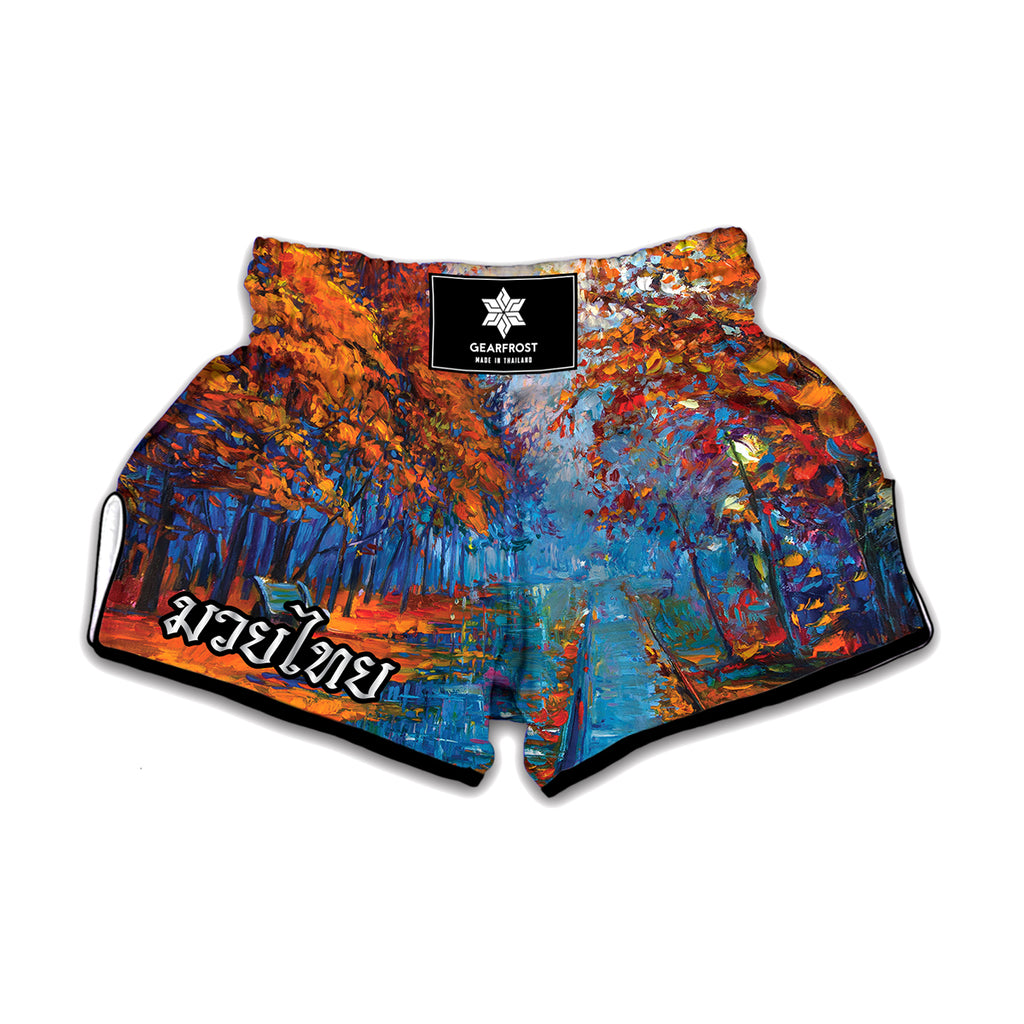 Autumn Painting Print Muay Thai Boxing Shorts