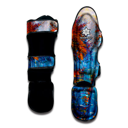 Autumn Painting Print Muay Thai Shin Guard