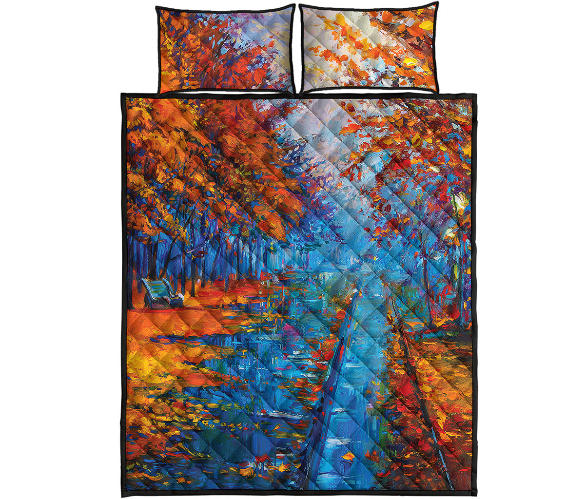Autumn Painting Print Quilt Bed Set