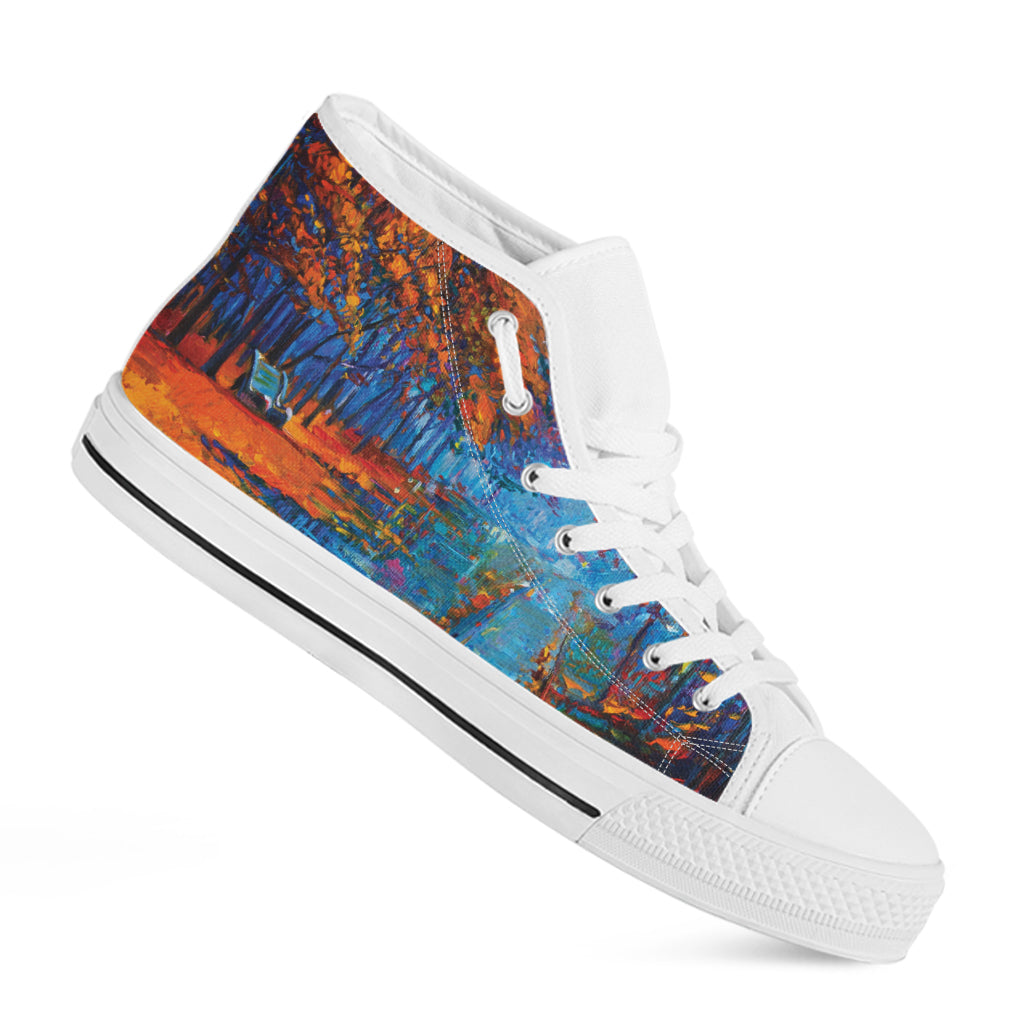 Autumn Painting Print White High Top Shoes