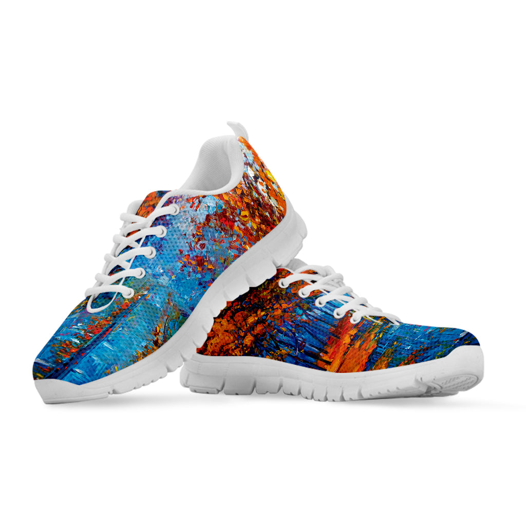 Autumn Painting Print White Sneakers