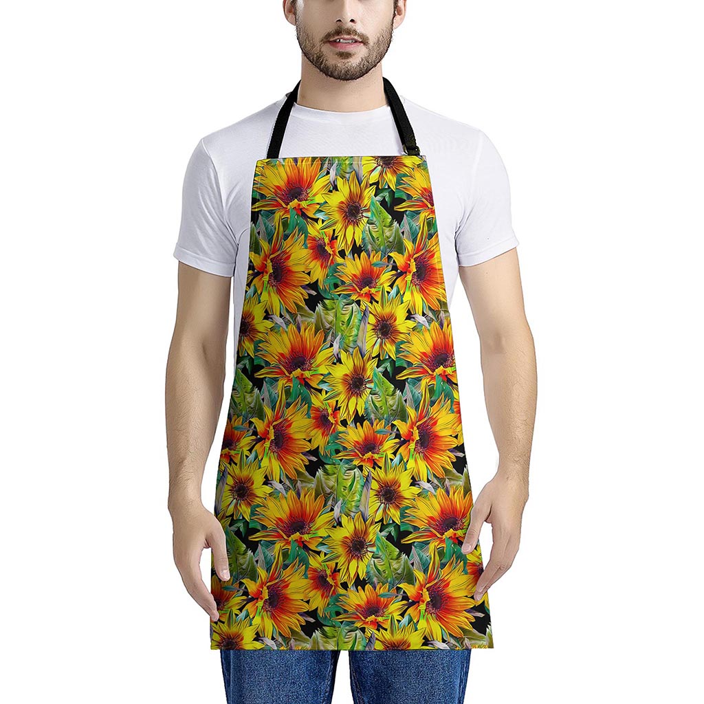 Autumn Sunflower Pattern Print Apron