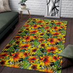 Autumn Sunflower Pattern Print Area Rug GearFrost