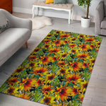 Autumn Sunflower Pattern Print Area Rug GearFrost