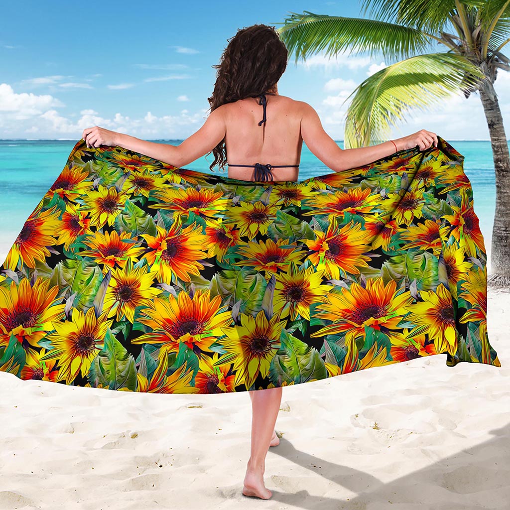 Autumn Sunflower Pattern Print Beach Sarong Wrap