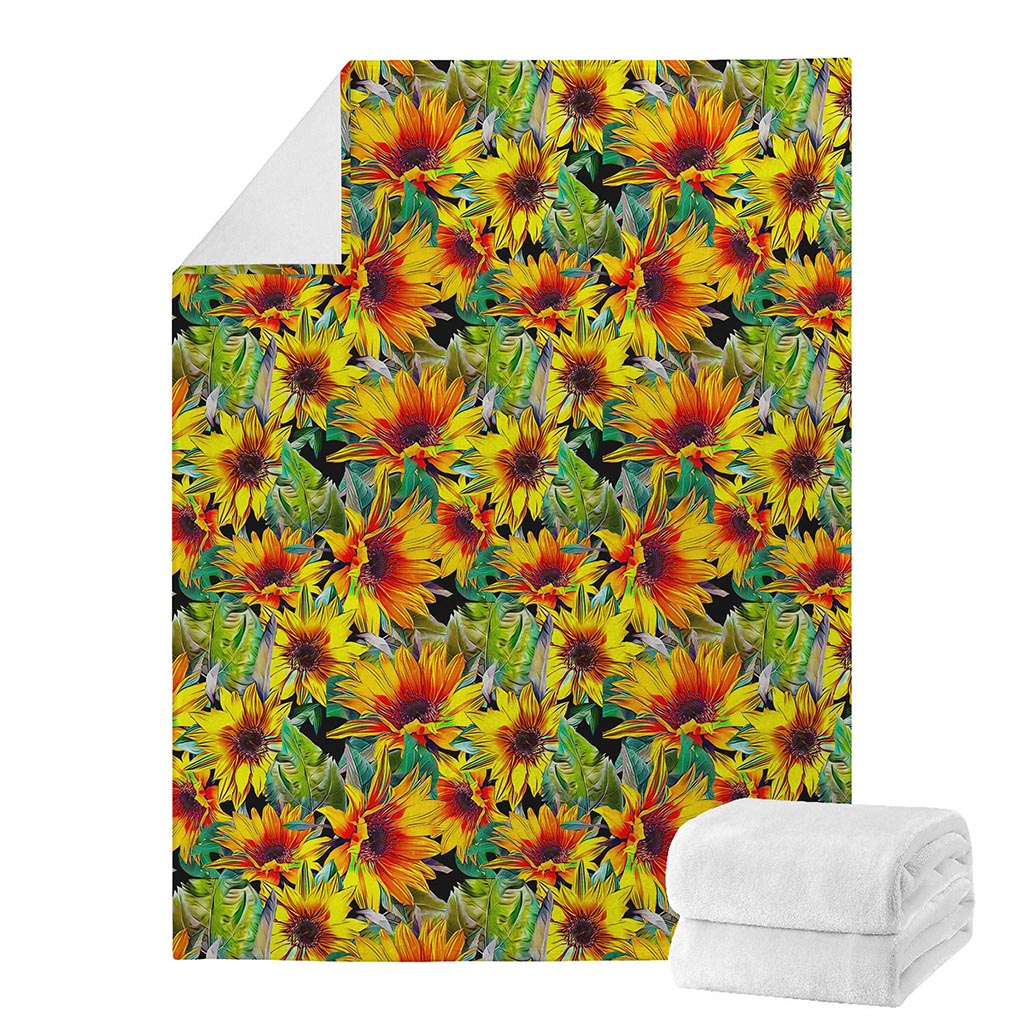 Autumn Sunflower Pattern Print Blanket