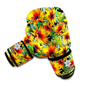 Autumn Sunflower Pattern Print Boxing Gloves