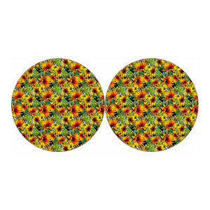 Autumn Sunflower Pattern Print Car Coasters