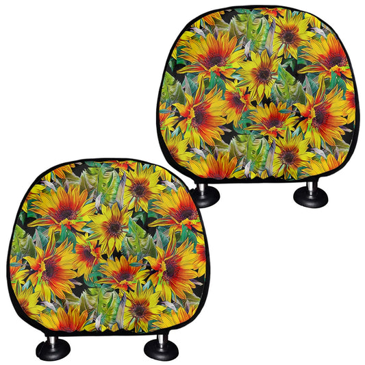 Autumn Sunflower Pattern Print Car Headrest Covers