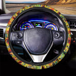 Autumn Sunflower Pattern Print Car Steering Wheel Cover