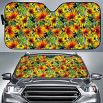 Autumn Sunflower Pattern Print Car Sun Shade GearFrost