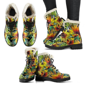 Autumn Sunflower Pattern Print Comfy Boots GearFrost