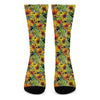 Autumn Sunflower Pattern Print Crew Socks