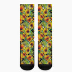 Autumn Sunflower Pattern Print Crew Socks