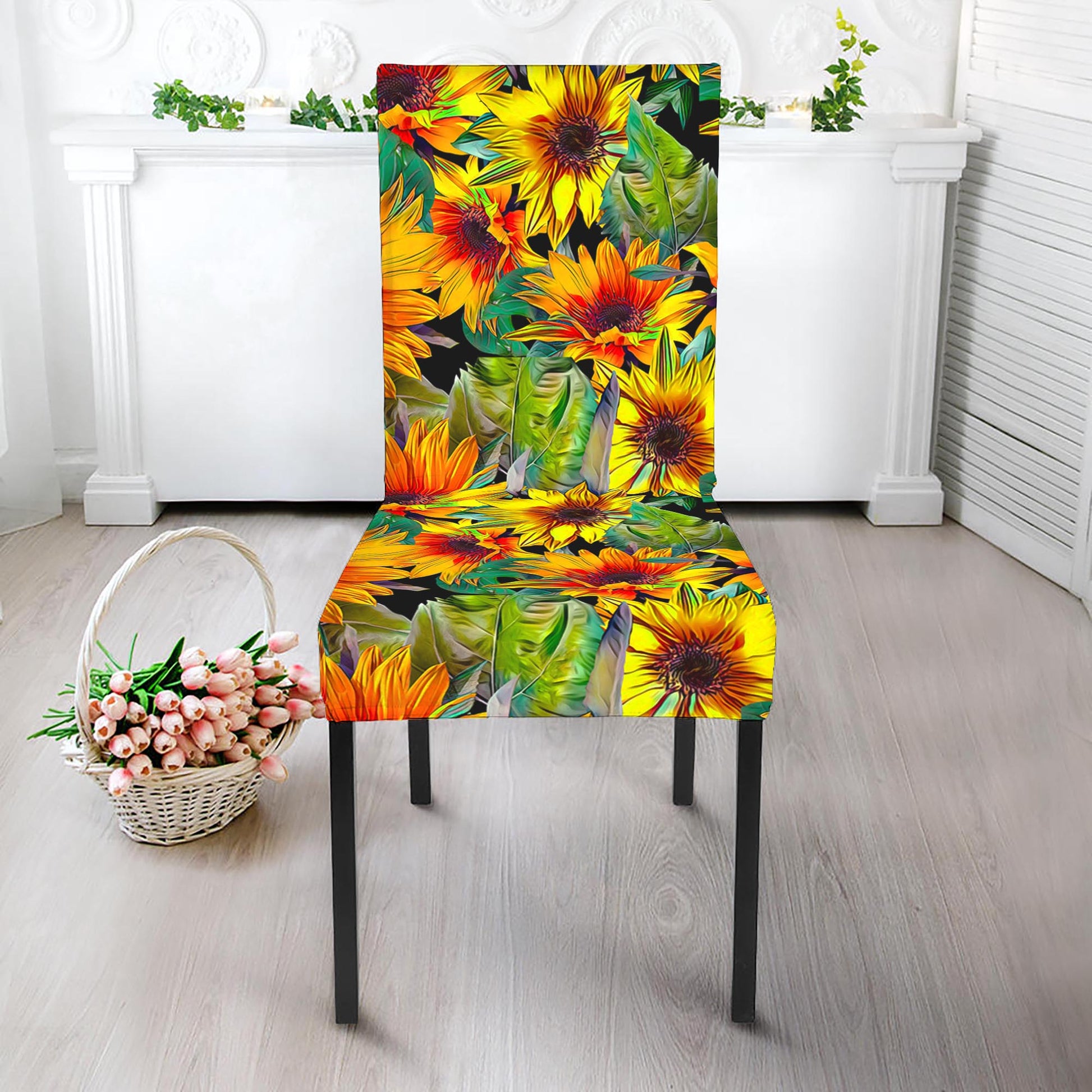 Autumn Sunflower Pattern Print Dining Chair Slipcover