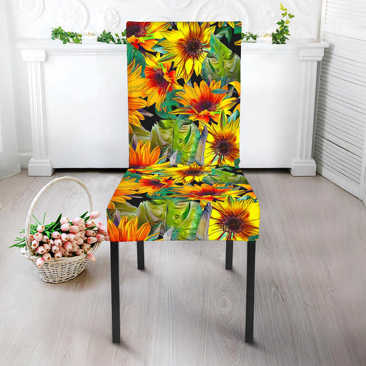 Autumn Sunflower Pattern Print Dining Chair Slipcover